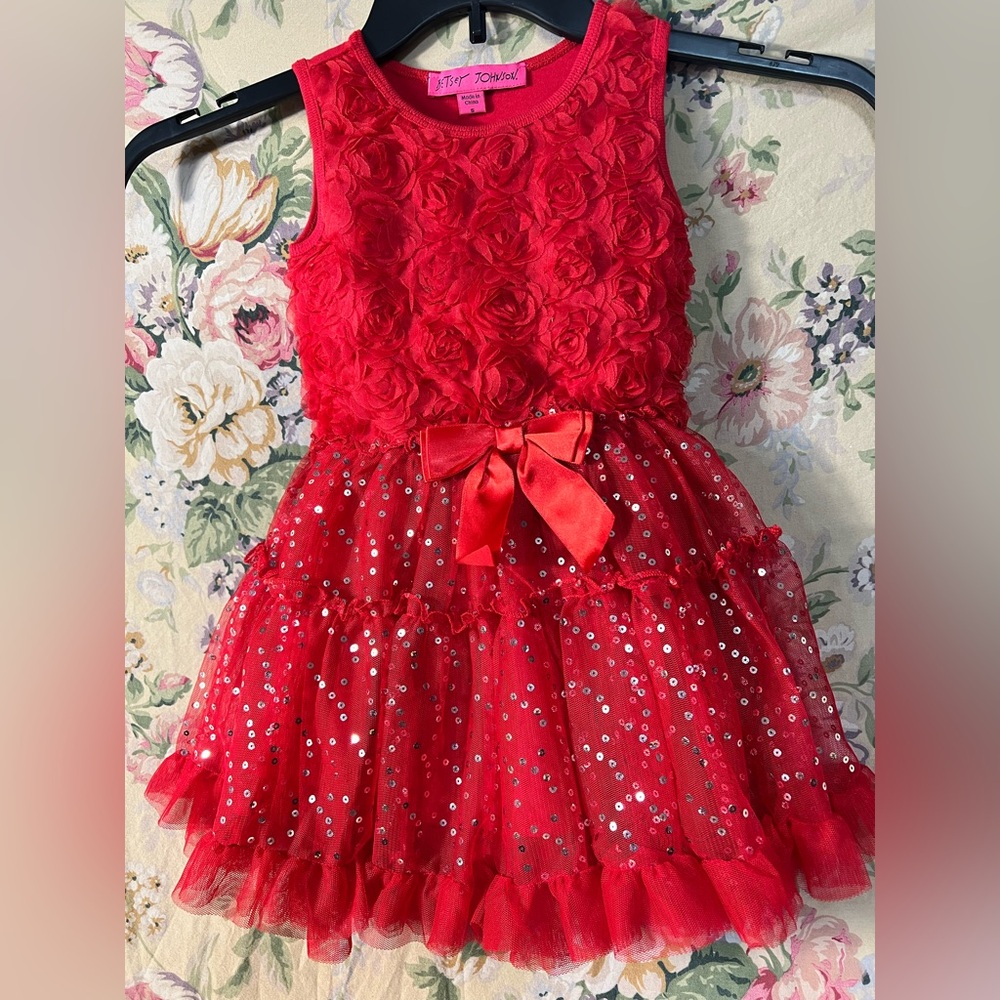 Betsey Johnson Red Floral Sequin Dress